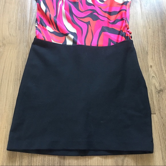 Trina Turk | Cowl Neck Colorful Silk Party Dress - Red, Black - Picture 3 of 9